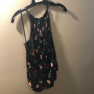 Black and flower printed tank